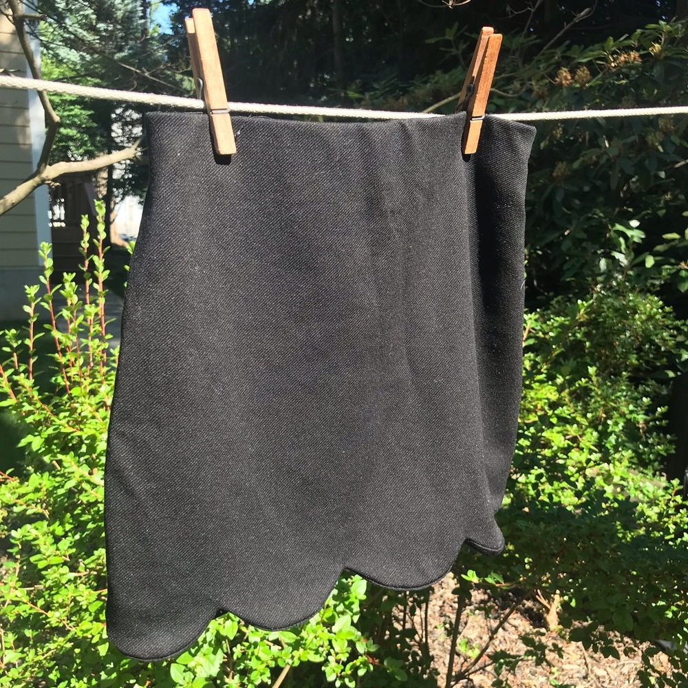 Black Skirt with Scalloped Hem
